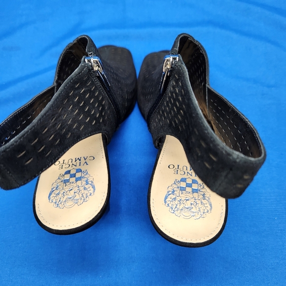 Vince Camuto Kellija Black Suede Open Toe Heels Size 10M - Picture 6 of 11